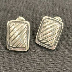 Sterling Silver 925 Ridged Earrings